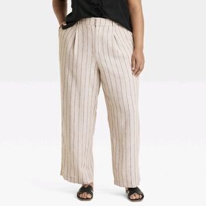A New Day Linen Trouser - High Rise - Straight Leg - Pin Striped - Size 17